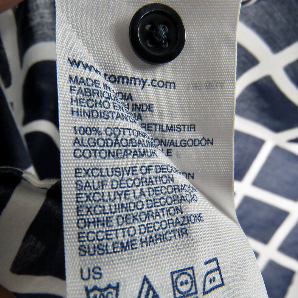 Tommy Hilfiger Navy Blue Grid Block Checkered Button Down Shirt Women's Small - Picture 5 of 6